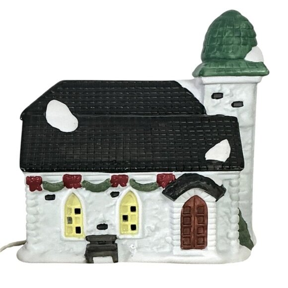 Vintage Village Church St Jude Porcelain Christmas Light Up House Holiday Decor - Picture 9 of 16